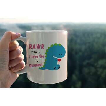 Cute Blue Dinosaur Mug - I Love You in Dinosaur