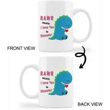 Cute Blue Dinosaur Mug - I Love You in Dinosaur