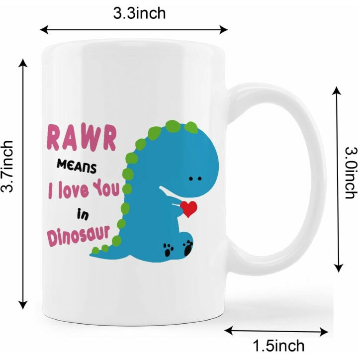 Cute Blue Dinosaur Mug - I Love You in Dinosaur