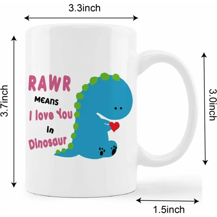 Cute Blue Dinosaur Mug - I Love You in Dinosaur