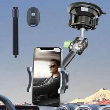 leepiya Car Phone Mount Video Recording Universal Magic Arm Suction Car Phone Holder Mount Windshiel...