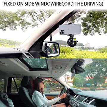 leepiya Car Phone Mount Video Recording Universal Magic Arm Suction Car Phone Holder Mount Windshield Window Glass Dashboard Vlog Shooting Car Phone Mount for All Smartphones & Cars