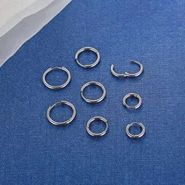 316L Surgical Stainless Steel Small Hoop Earrings 8mm 10mm 12mm 14mm Hypoallergenic Huggie Hoop Earrings Helix Lobes Hinged Sleeper Earrings Cartilage Piercings