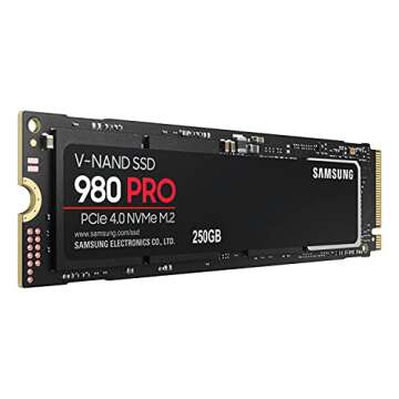 Samsung 980 PRO 250 GB PCIe 4.0 (bis zu 6.400 MB/s) NVMe M.2 (2280) Internes Solid State Drive (SSD) (MZ-V8P250BW)