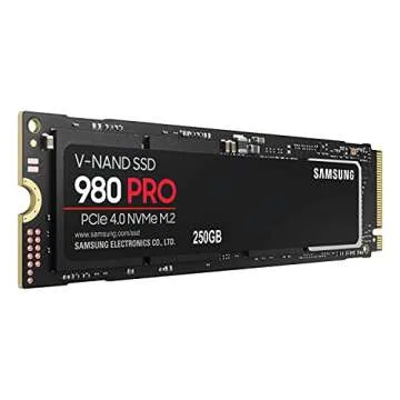 Samsung 980 PRO 250 GB PCIe 4.0 (bis zu 6.400 MB/s) NVMe M.2 (2280) Internes Solid State Drive (SSD) (MZ-V8P250BW)