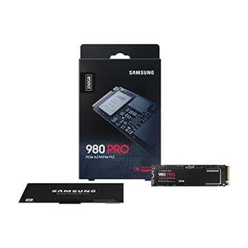 Samsung 980 PRO 250 GB PCIe 4.0 (bis zu 6.400 MB/s) NVMe M.2 (2280) Internes Solid State Drive (SSD) (MZ-V8P250BW)