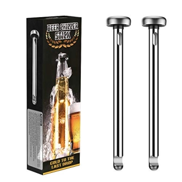 Kollea Stainless Steel Beer Chiller Stick Beverage Cooler Cooling Sticks, Man Birthday Gift, Beer Gift for Men, Pack of 2