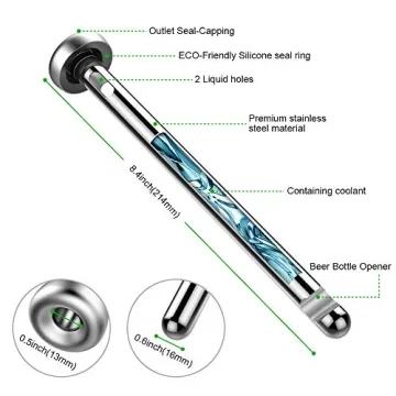 Kollea Stainless Steel Beer Chiller Stick Beverage Cooler Cooling Sticks, Man Birthday Gift, Beer Gift for Men, Pack of 2