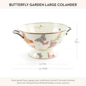 MacKenzie-Childs Enamel Colander, Decorative Kitchen Strainer