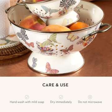 MacKenzie-Childs Enamel Colander, Decorative Kitchen Strainer