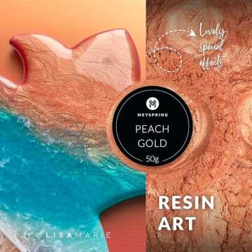 MEYSPRING Peach Gold Mica Powder for Epoxy Resin - 50 Grams - Great for Resin Art, Resin Jewelry and UV Resin - Cosmetic Grade Mica Powder