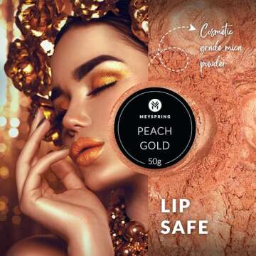 MEYSPRING Peach Gold Mica Powder for Epoxy Resin - 50 Grams - Great for Resin Art, Resin Jewelry and UV Resin - Cosmetic Grade Mica Powder