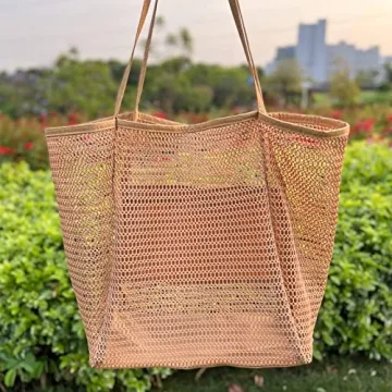 Venhoo Lightweight Mesh Beach Bag - Stylish & Versatile Tote