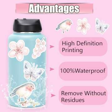 50 Cute Waterproof Flower Stickers for Crafts and Decor