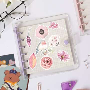 50 Cute Waterproof Flower Stickers for Crafts and Decor