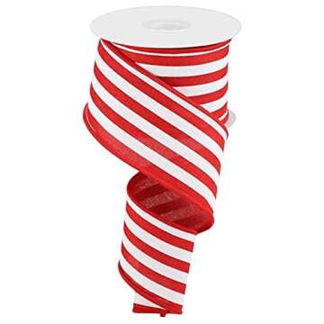 Versatile Red White Wired Ribbon for Celebrations 10 Yards