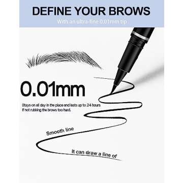 Easilydays Ultra-Fine Liquid Eyeliner & Eyebrow Pencil, 2 In 1high-Pigmented Multifunctional Wild Water Eyebrow Pencil, Felt-Tip Quick Drying Waterproof Eye Liner Pen Women Perfect Eye Makeup (04)