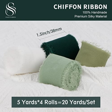 Chiffon Silk Ribbon for Gift Wrapping & Decor - 4 Rolls 5 Yards