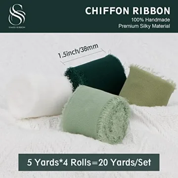 Chiffon Silk Ribbon for Gift Wrapping & Decor - 4 Rolls 5 Yards