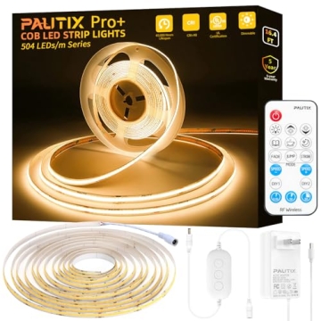 PAUTIX COB LED Strip Light 2700K,16.4ft Dimmable 2520LEDs DC24V Warm White LED Strip Lights,High Lum...