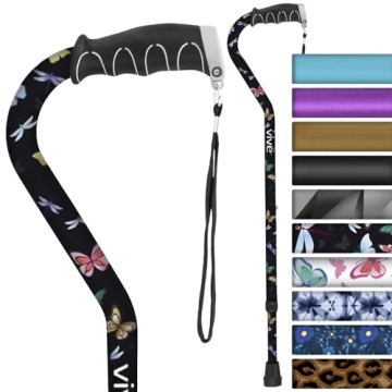 Vive Walking Cane - Lightweight Adjustable Mobility Aid with Non-Slip Tip