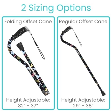Vive Adjustable Walking Cane for Men and Women with Offset Grip