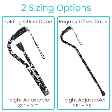 Vive Adjustable Walking Cane for Men and Women with Offset Grip