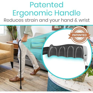 Vive Adjustable Walking Cane for Men and Women with Offset Grip