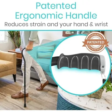 Vive Adjustable Walking Cane for Men and Women with Offset Grip