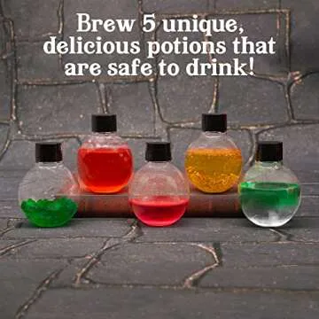 Tasty Labs Wizard Potion Science Kit - Make 5 Magical Potions, Chemistry Experiments Safe to Drink, Includes Cauldron & Wand - Study Reactions, Polymers & More