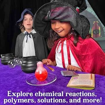 Tasty Labs Wizard Potion Science Kit - Make 5 Magical Potions, Chemistry Experiments Safe to Drink, Includes Cauldron & Wand - Study Reactions, Polymers & More
