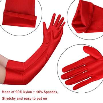 Lansian Long Satin Opera Gloves for Vintage Elegance