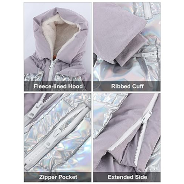 Orolay Boys and Girls' Hooded Down Jacket Shiny Down Coat Water-resistant Puffer Jacket Warm Winter Outerwear for Kids Purple 4-5 Years