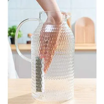 Karafu Pitcher, 100 Oz Glass Pitcher with Lid & Safe Packing, Easy Clean Heat Resistance Borosilicate Glass Jug for Hot/Cold Water, Milk, Ice Tea and Juice Beverage