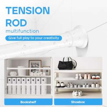 Zipglo 2pack Spring Tension Rods 18-36 Inch Adjustable White Tension Rod Spring Curtain Rod Extendab...