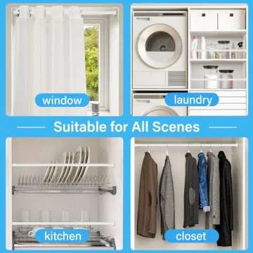 Zipglo 2pack Spring Tension Rods 18-36 Inch Adjustable White Tension Rod Spring Curtain Rod Extendable Short Curtain Rod Spring Loaded Curtain Rods Tension Rod for Curtains,Closet,Kitchen