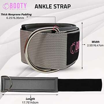 BOOTY BASICS - Fitness Ankle Strap for Cable Machines - Padded Ankle Attachment for Women – for Leg and Glute Workouts (Grey)