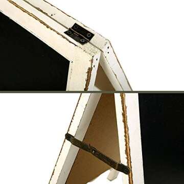 MyGift Small Wood A-Frame Double-Sided Chalkboard Sign, Whitewashed Table Top Rustic Message Board