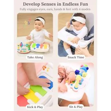 CuddoBaby Baby Bouncer 4-in-1 with Wheels, Detachable Piano, Feeding Tray, Play Bar, Thick Base. 3-L...