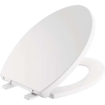 Delta Faucet Morgan Elongated Slow-Close White Toilet Seat with Non-Slip Seat Bumpers, White 811903-...