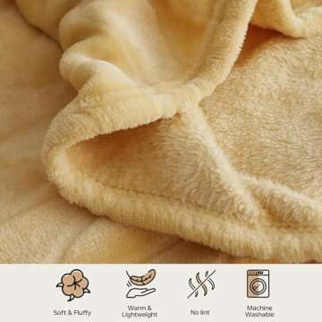 Simple&Opulence Yellow Throw Blanket for Couch-Super Soft Fluffy Blankets for Women 50x70 Inches Coz...