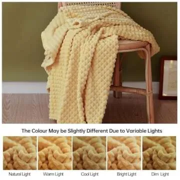 Simple&Opulence Yellow Throw Blanket for Couch-Super Soft Fluffy Blankets for Women 50x70 Inches Cozy Lightweight Fleece Blanket for Home Decor