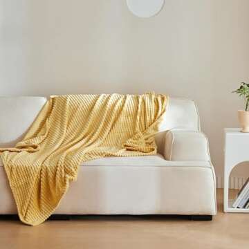 Simple&Opulence Yellow Throw Blanket for Couch-Super Soft Fluffy Blankets for Women 50x70 Inches Cozy Lightweight Fleece Blanket for Home Decor