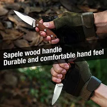 DURATECH Compact Fixed Blade Knife, 6-inch Neck Knife, 3-inch Blade, Full Tang, Wood Handle with Molded Sheath, Necklace and Paracord included, for EDC, Outdoor, Camping, Hiking