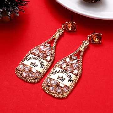 Champagne Bottle Rhinestone Earrings for Festivities and Gifts