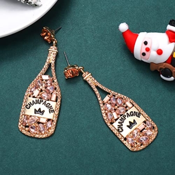 Champagne Bottle Rhinestone Earrings for Festivities and Gifts