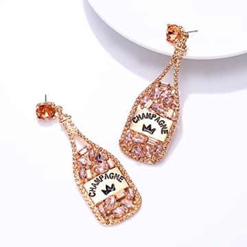 Champagne Bottle Rhinestone Earrings for Festivities and Gifts