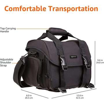 Amazon Basics Large DSLR Gadget Bag, Black with Orange Interior, Solid