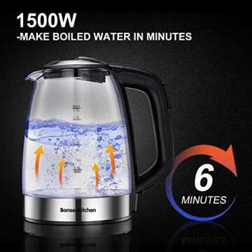 1.7L Temperature Control Electric Kettle, Bonsenkitchen Glass Tea Pot with Keep Warm Function, Auto Off & Boil Dry Protection, Fast Boling Water Heater with Color Changing LED Indicator for Tea