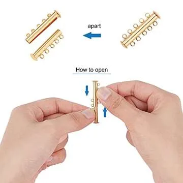 PH PandaHall 10 Sets Slide Clasp Lock, Multi Strand Slide Magnetic Tube Clasps Bracelet Necklace Connectors Layering Clasp for Layered Necklace Bracelet Making (3 Strands & 5 Strands)